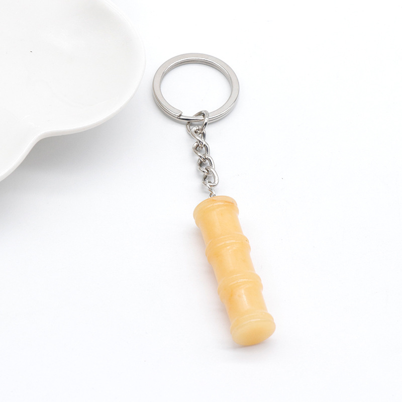 12x40mm Bamboo Gemstone Pendant Keychain