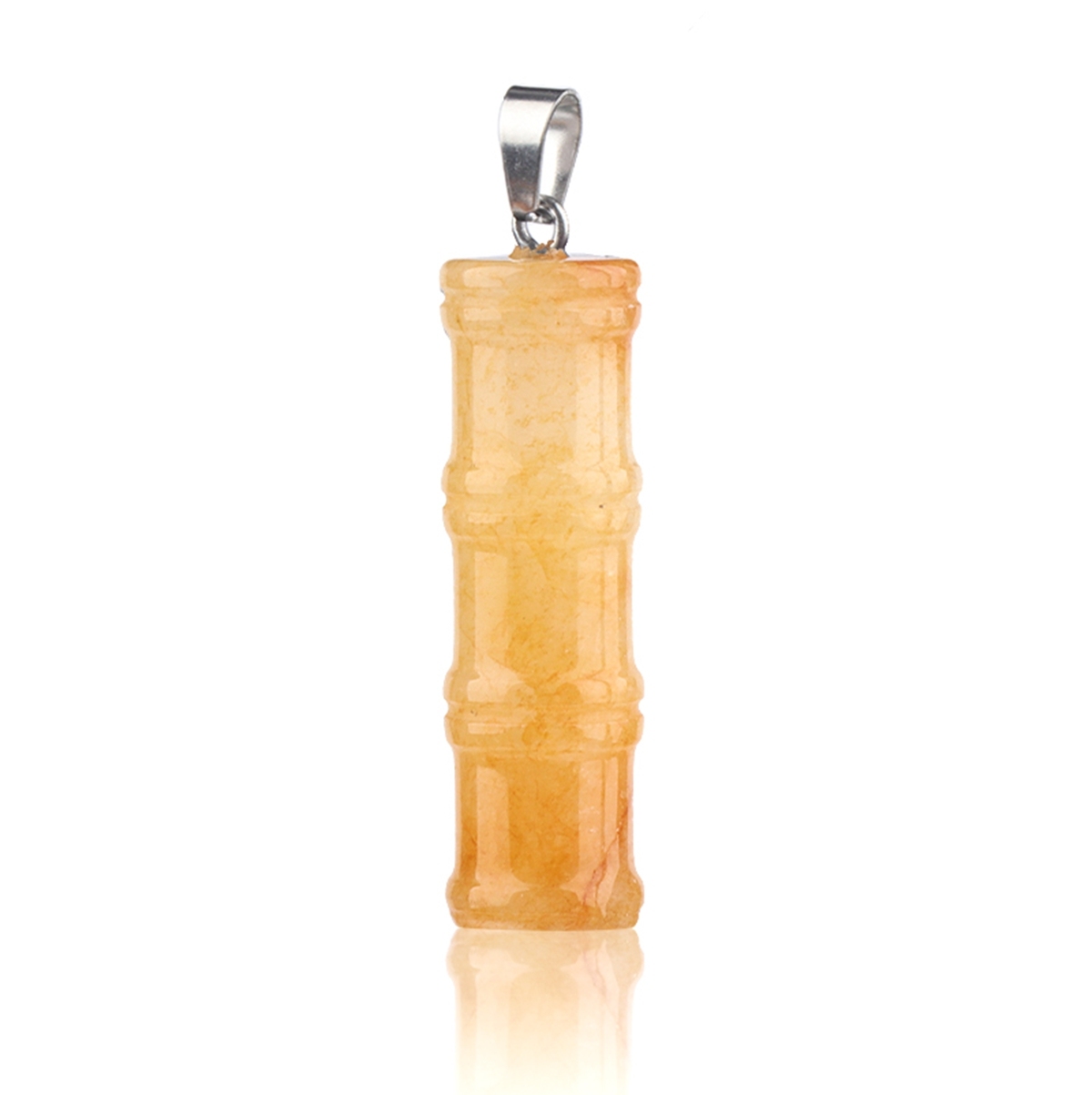 2x40mm Bamboo Segment Gemstone Pendant, 3D Carved Natural Stone Charm for DIY Jewelry Making, Necklace, Bracelet Crafting