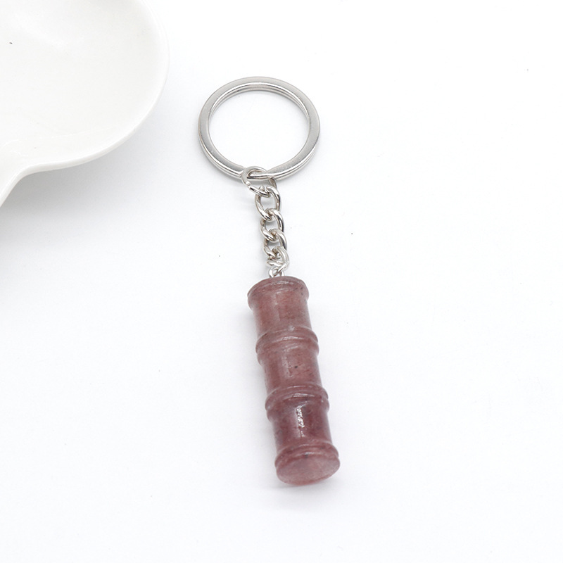 12x40mm Bamboo Gemstone Pendant Keychain