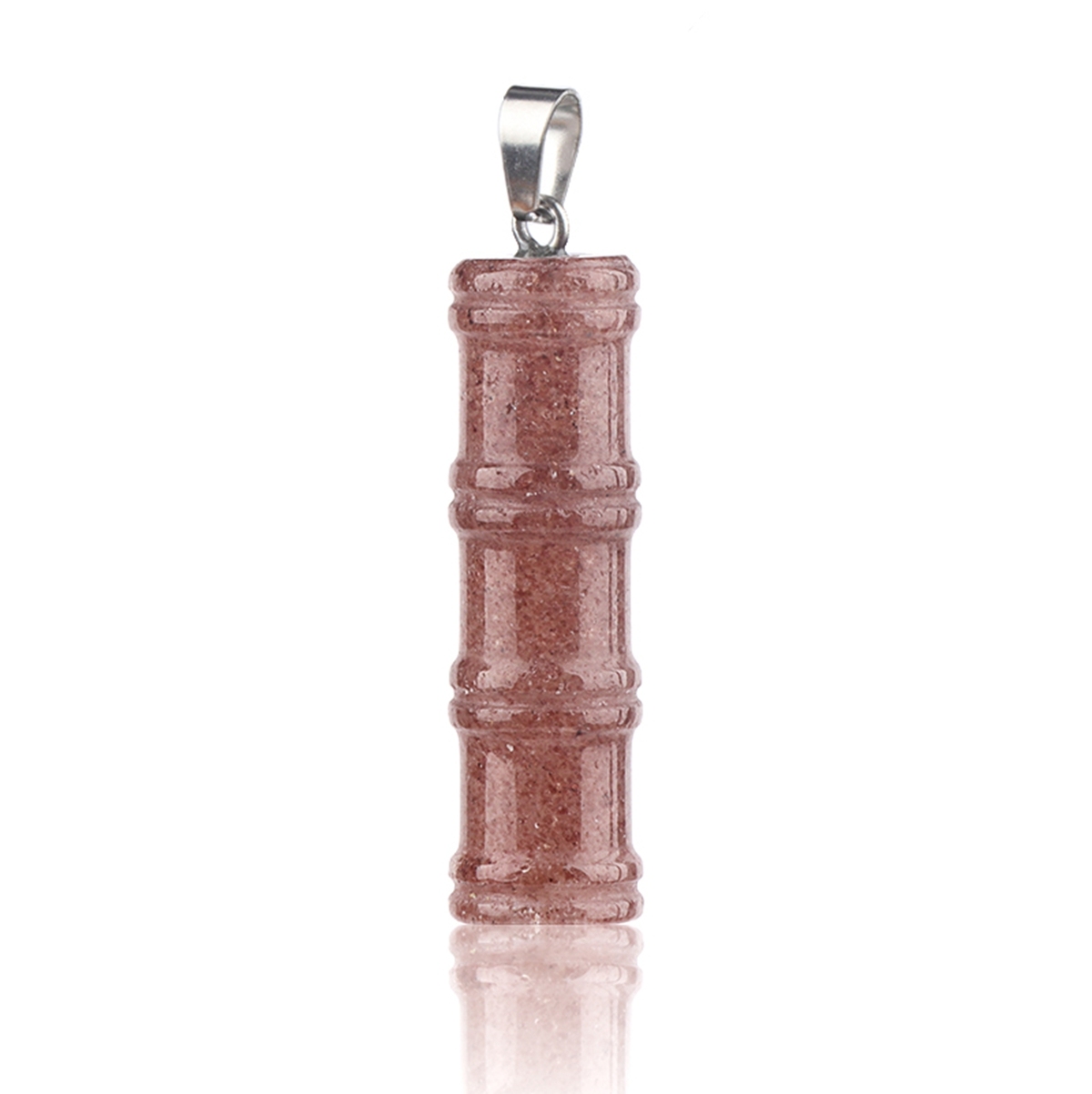 2x40mm Bamboo Segment Gemstone Pendant, 3D Carved Natural Stone Charm for DIY Jewelry Making, Necklace, Bracelet Crafting