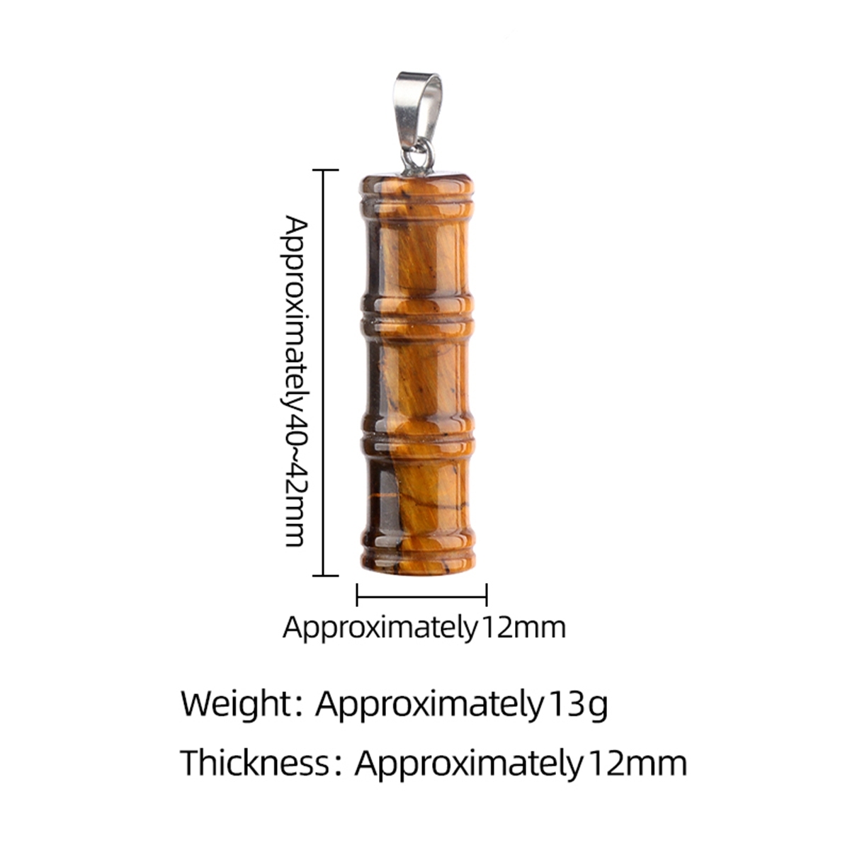 2x40mm Bamboo Segment Gemstone Pendant, 3D Carved Natural Stone Charm for DIY Jewelry Making, Necklace, Bracelet Crafting