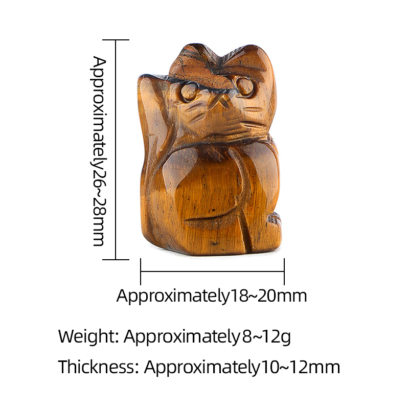 Handmade Carved 1.0Inch Maneki-Neko Figurine | Gemstone Lucky Cat | Wealth & Prosperity Charm