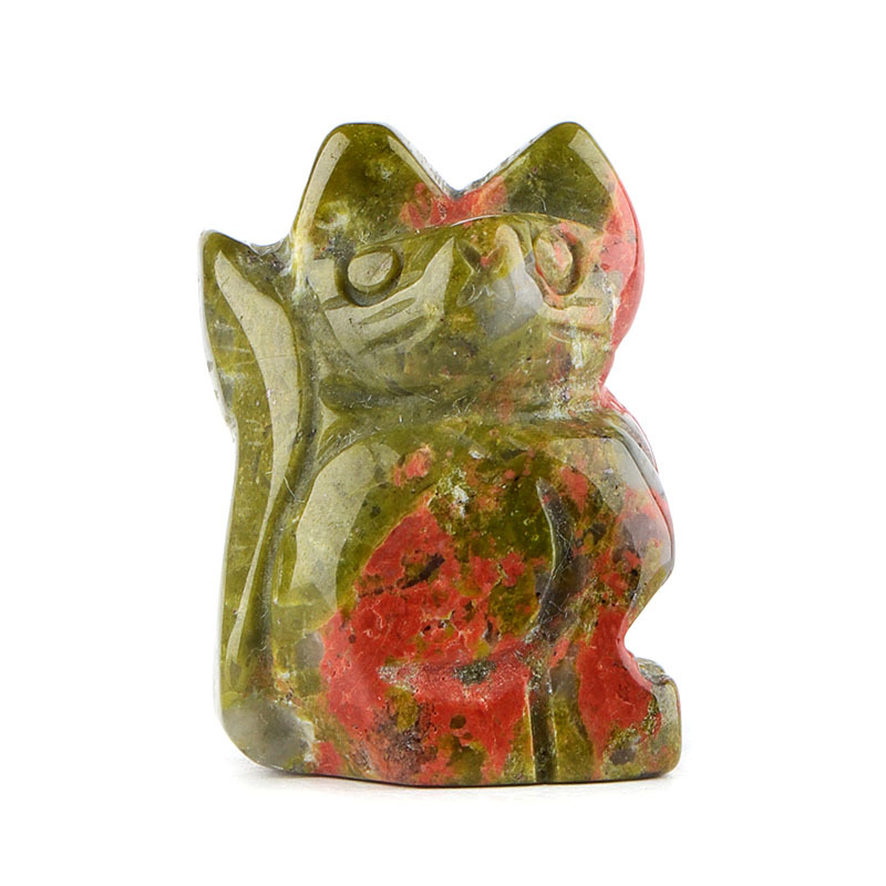 Handmade Carved 1.0Inch Maneki-Neko Figurine | Gemstone Lucky Cat | Wealth & Prosperity Charm