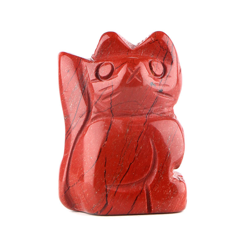Handmade Carved 1.0Inch Maneki-Neko Figurine | Gemstone Lucky Cat | Wealth & Prosperity Charm