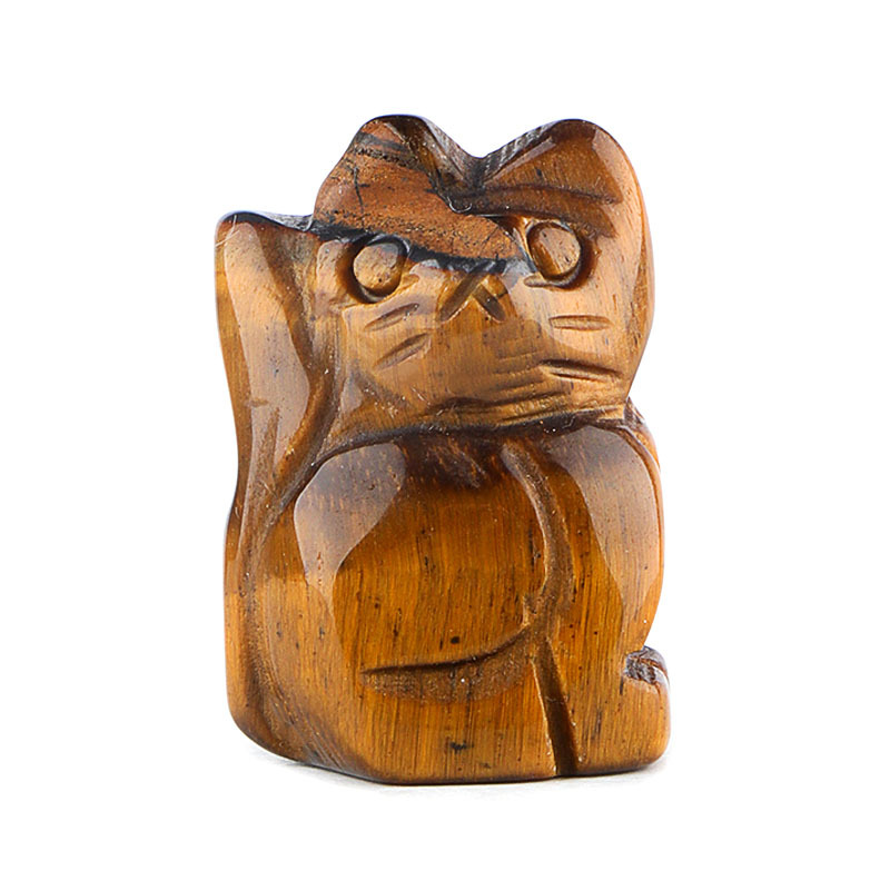 Handmade Carved 1.0Inch Maneki-Neko Figurine | Gemstone Lucky Cat | Wealth & Prosperity Charm