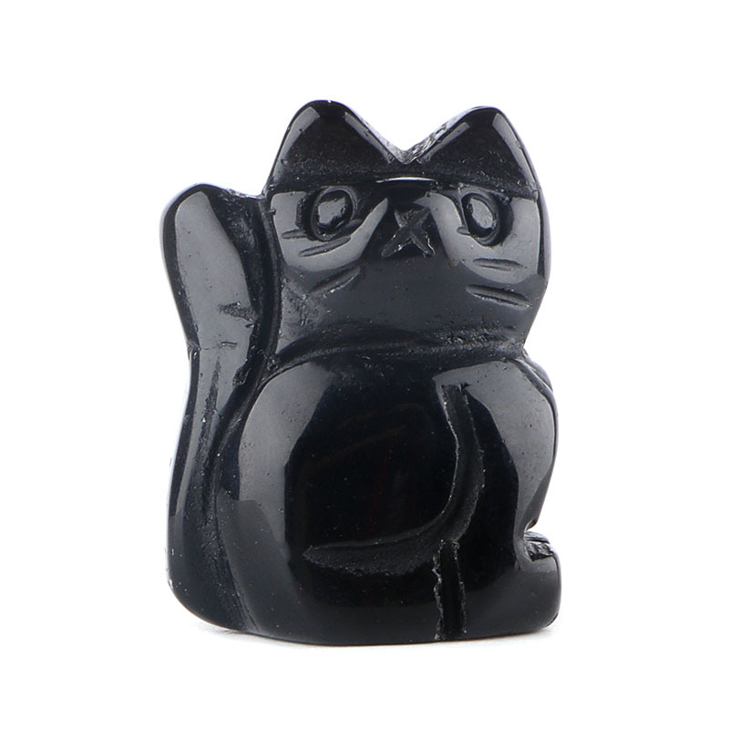 Handmade Carved 1.0Inch Maneki-Neko Figurine | Gemstone Lucky Cat | Wealth & Prosperity Charm