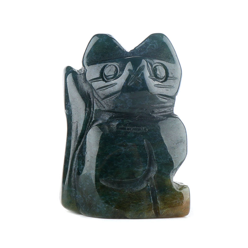 Handmade Carved 1.0Inch Maneki-Neko Figurine | Gemstone Lucky Cat | Wealth & Prosperity Charm
