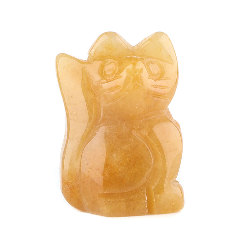 Handmade Carved 1.0Inch Maneki-Neko Figurine | Gemstone Lucky Cat | Wealth & Prosperity Charm