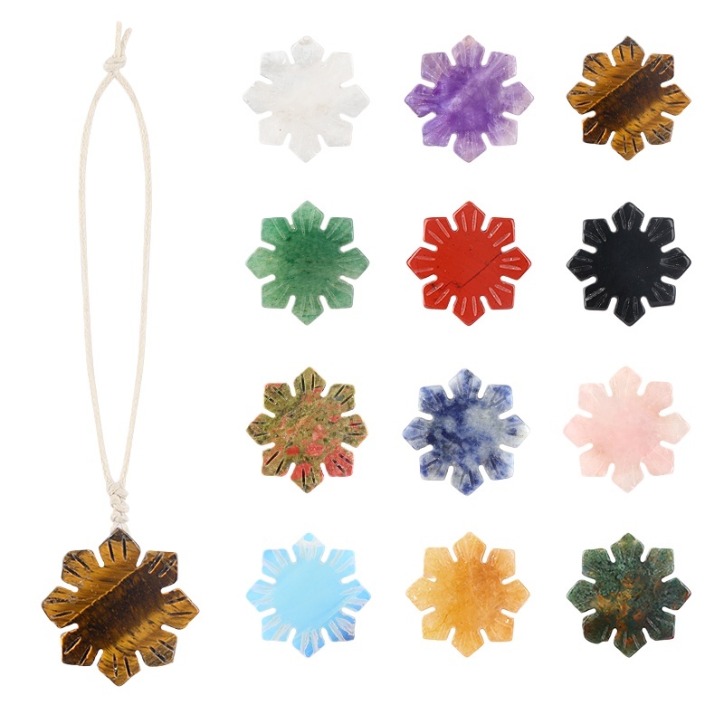 30mm Snowflake Gemstone Pendant Charms for Home Decoration