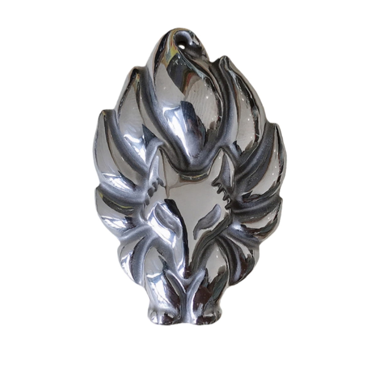 Handmade Craved Nine-Tailed Fox Hematite Pendant (46x30mm)