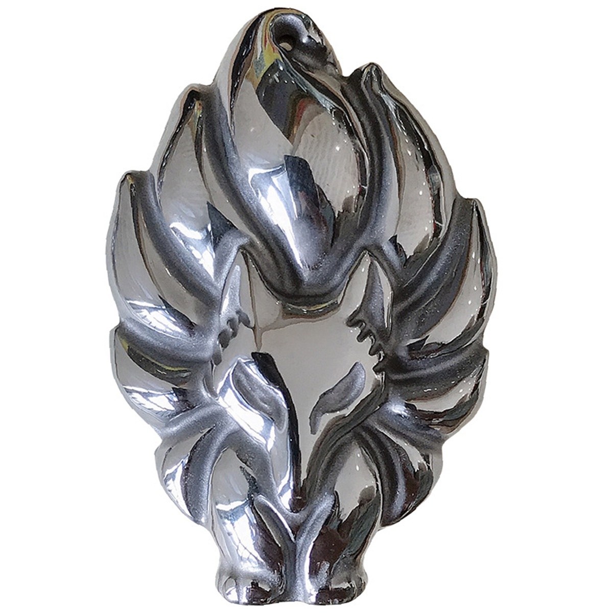 Handmade Craved Nine-Tailed Fox Hematite Pendant (46x30mm)