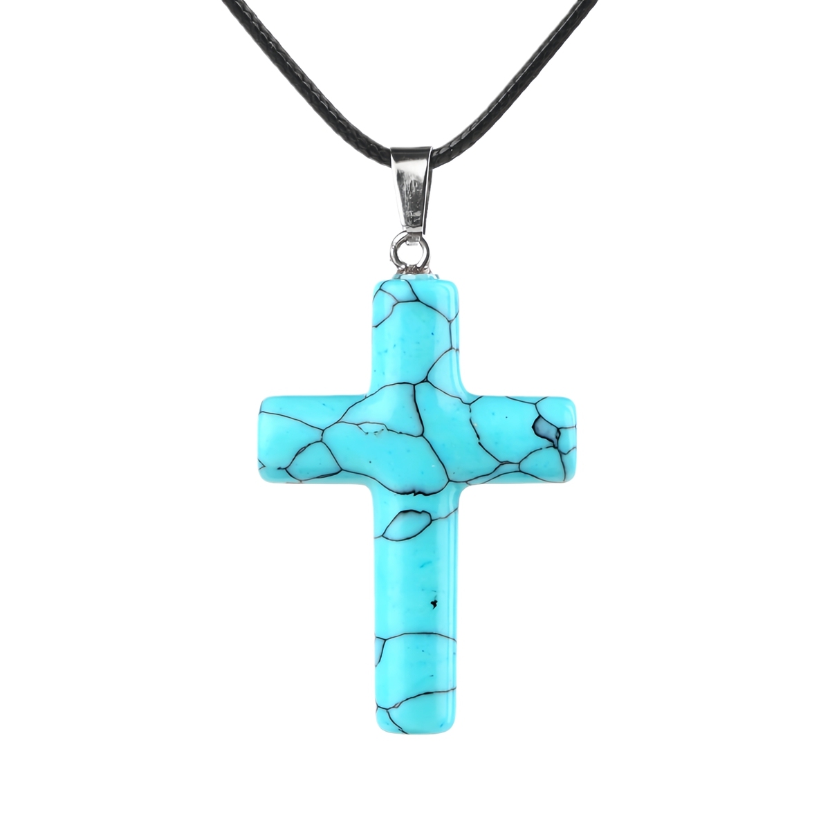 Natural Gemstone Cross Pendant for Making Jewelry-27x40MM