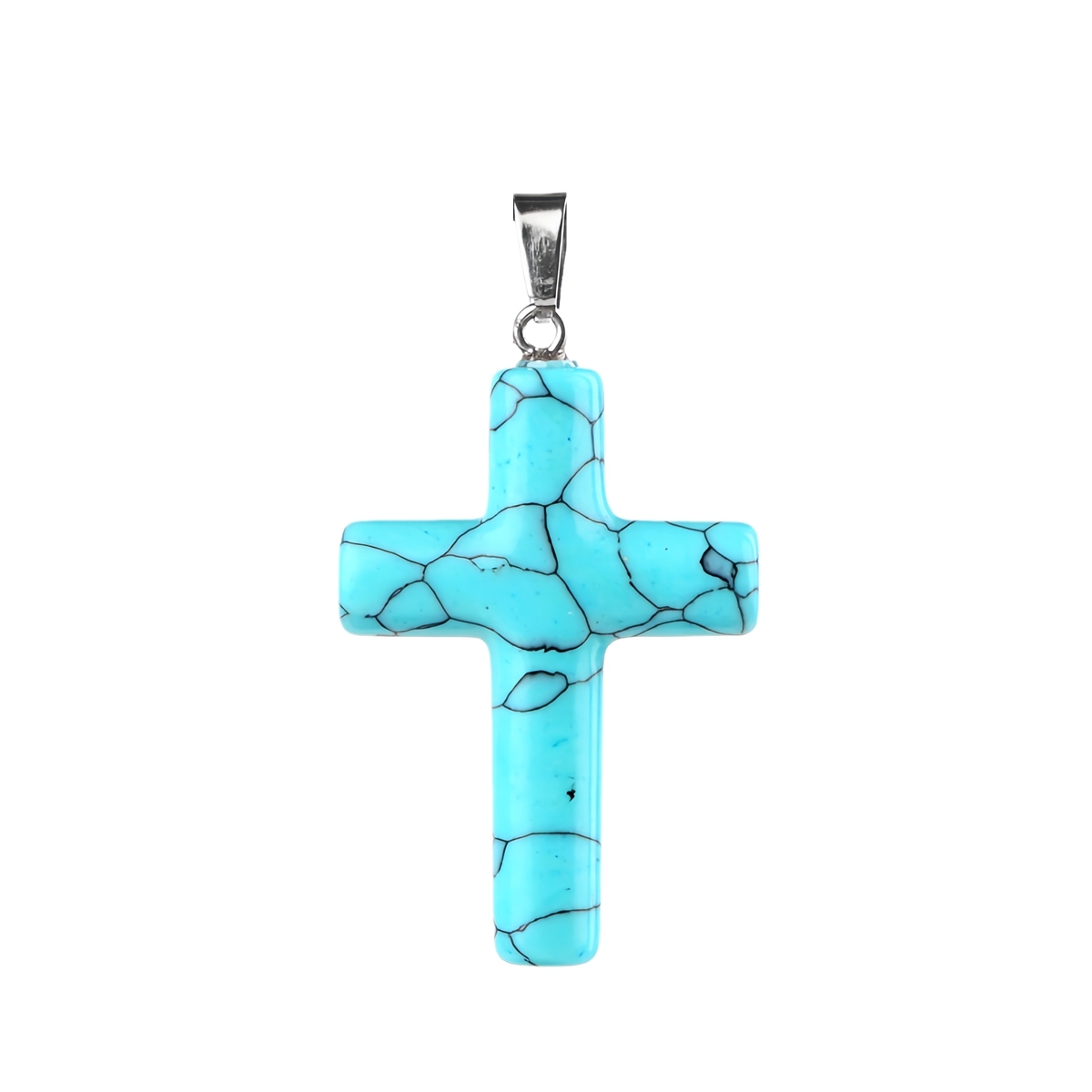 Natural Gemstone Cross Pendant for Making Jewelry-27x40MM