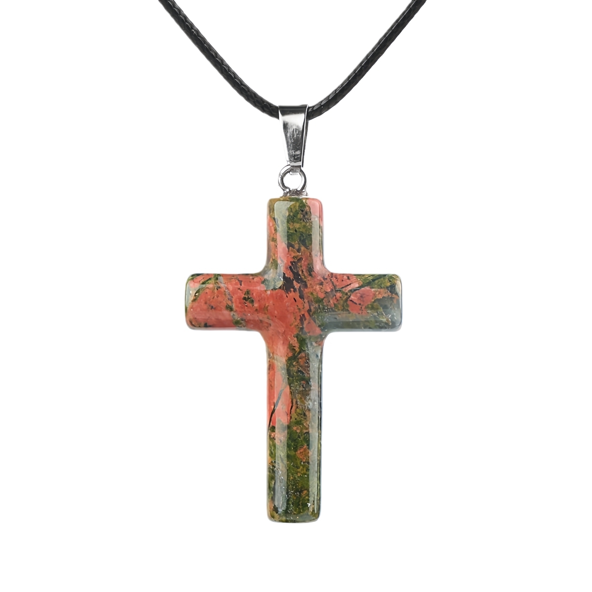 Natural Gemstone Cross Pendant for Making Jewelry-27x40MM