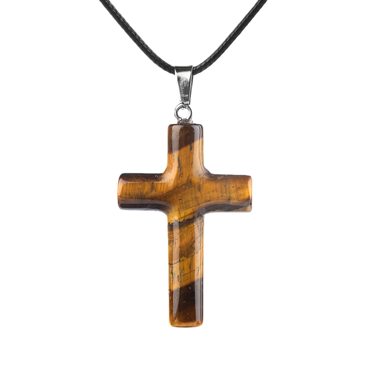 Natural Gemstone Cross Pendant for Making Jewelry-27x40MM