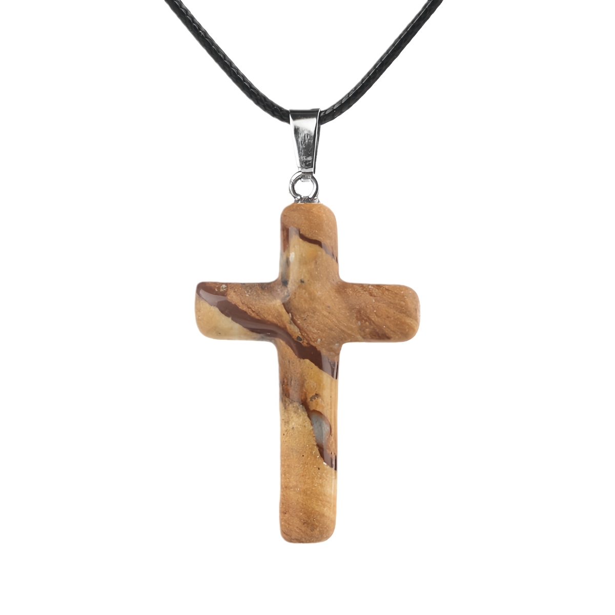 Natural Gemstone Cross Pendant for Making Jewelry-27x40MM
