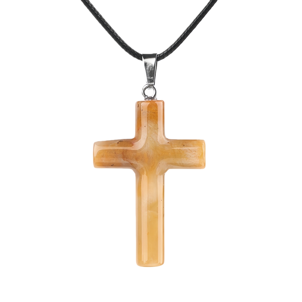 Natural Gemstone Cross Pendant for Making Jewelry-27x40MM