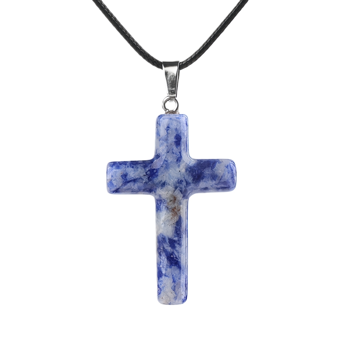 Natural Gemstone Cross Pendant for Making Jewelry-27x40MM