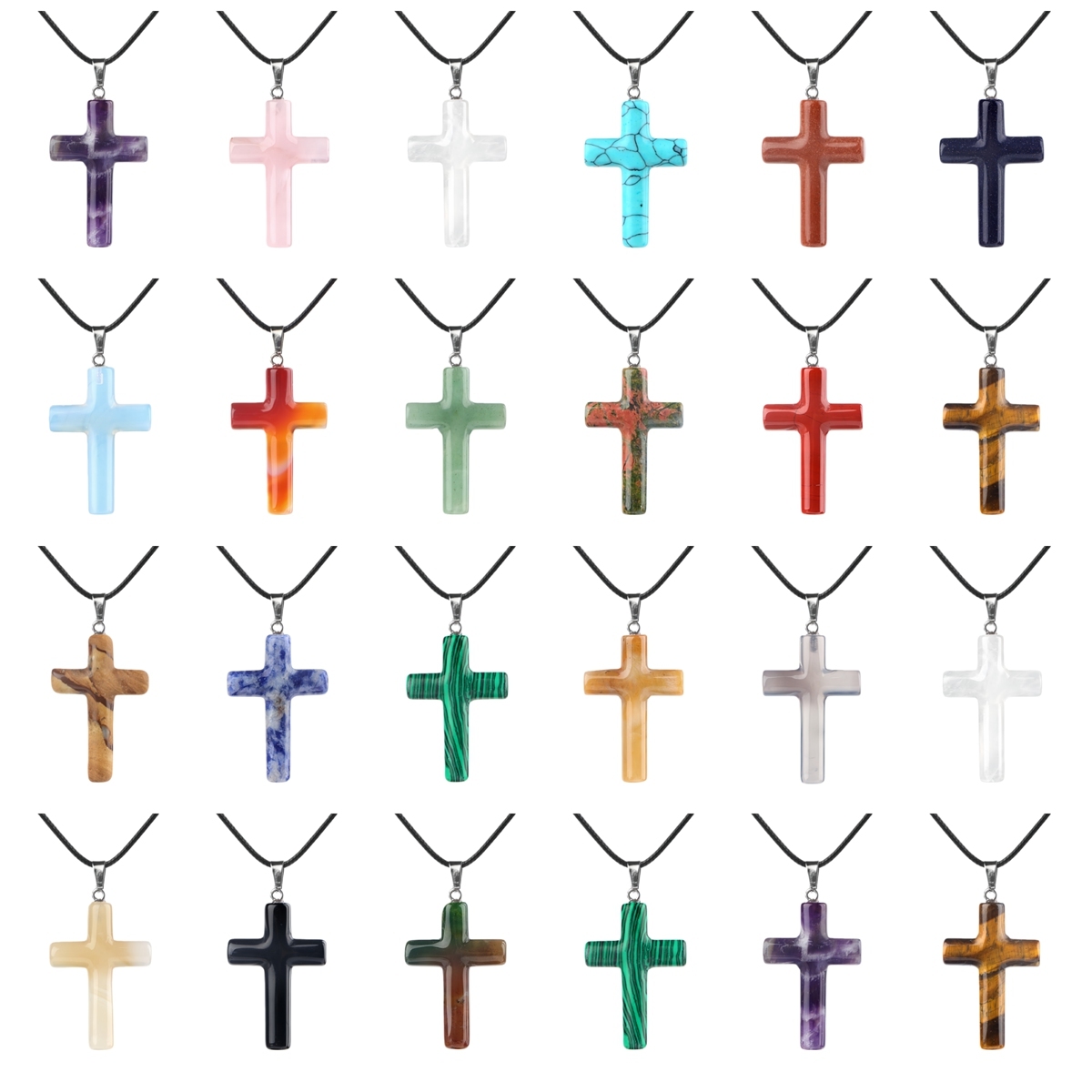 Natural Gemstone Cross Pendant for Making Jewelry-27x40MM