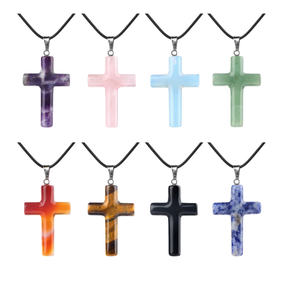Natural Gemstone Cross Pendant for Making Jewelry-27x40MM