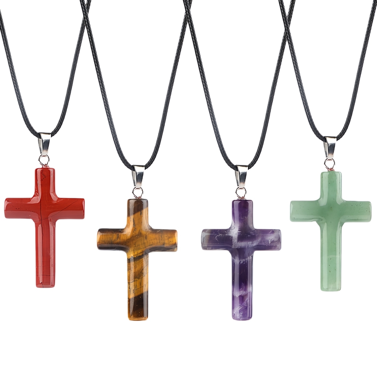 Natural Gemstone Cross Pendant for Making Jewelry-27x40MM