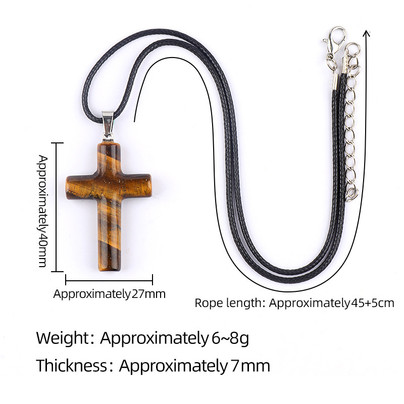 Natural Gemstone Cross Pendant for Making Jewelry-27x40MM