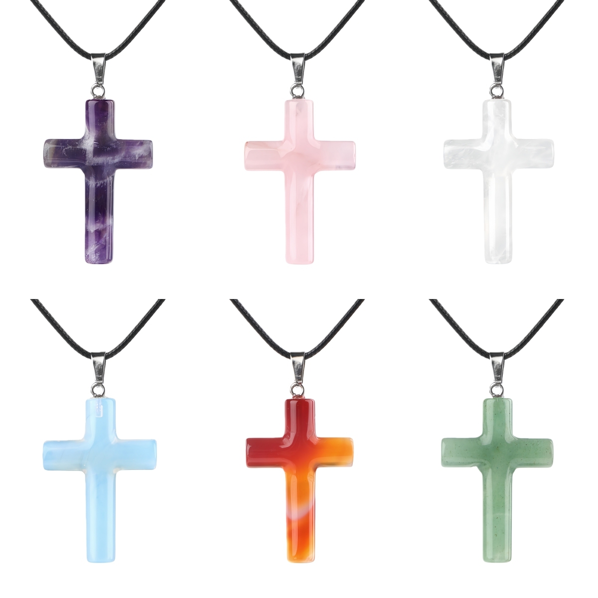 Natural Gemstone Cross Pendant for Making Jewelry-27x40MM