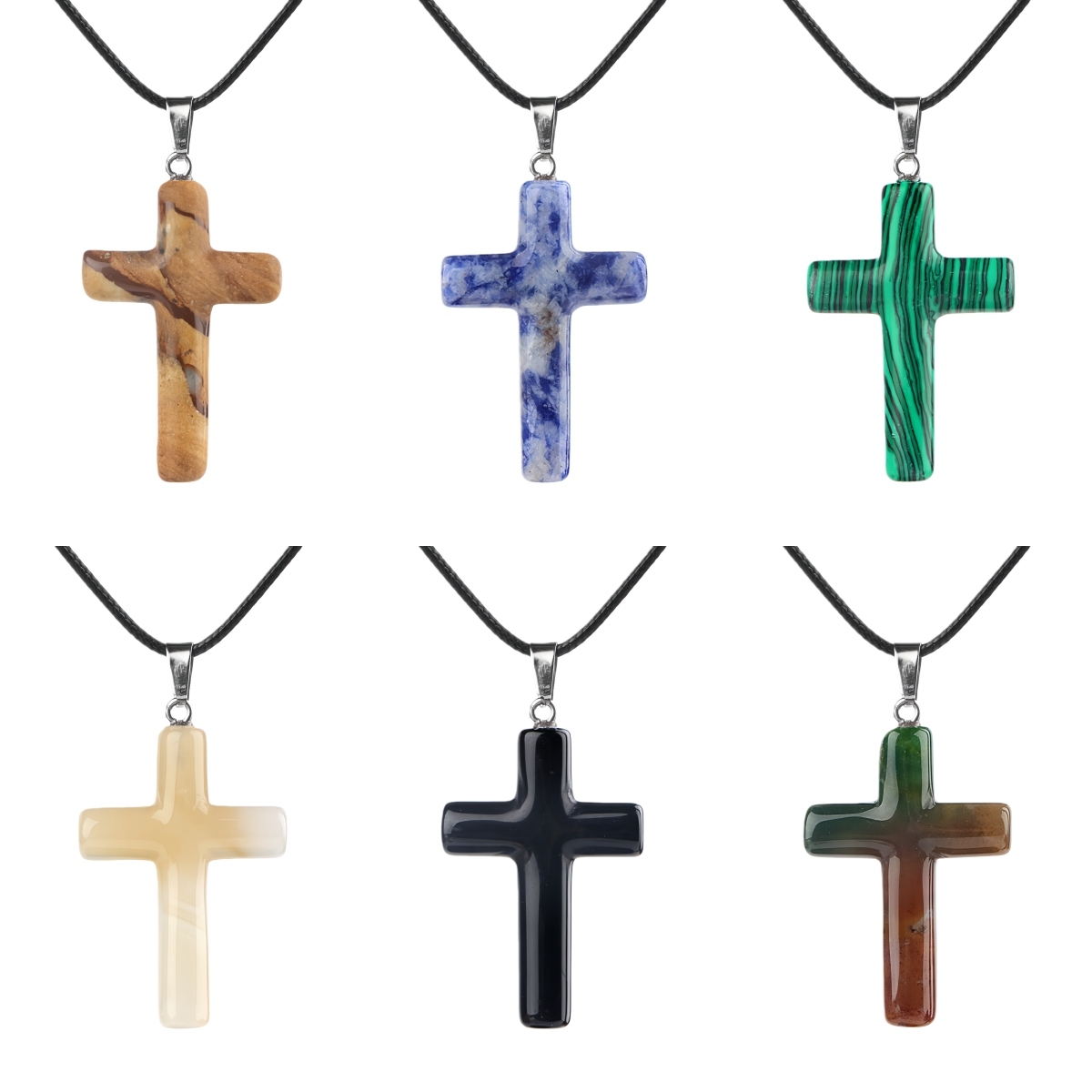 Natural Gemstone Cross Pendant for Making Jewelry-27x40MM