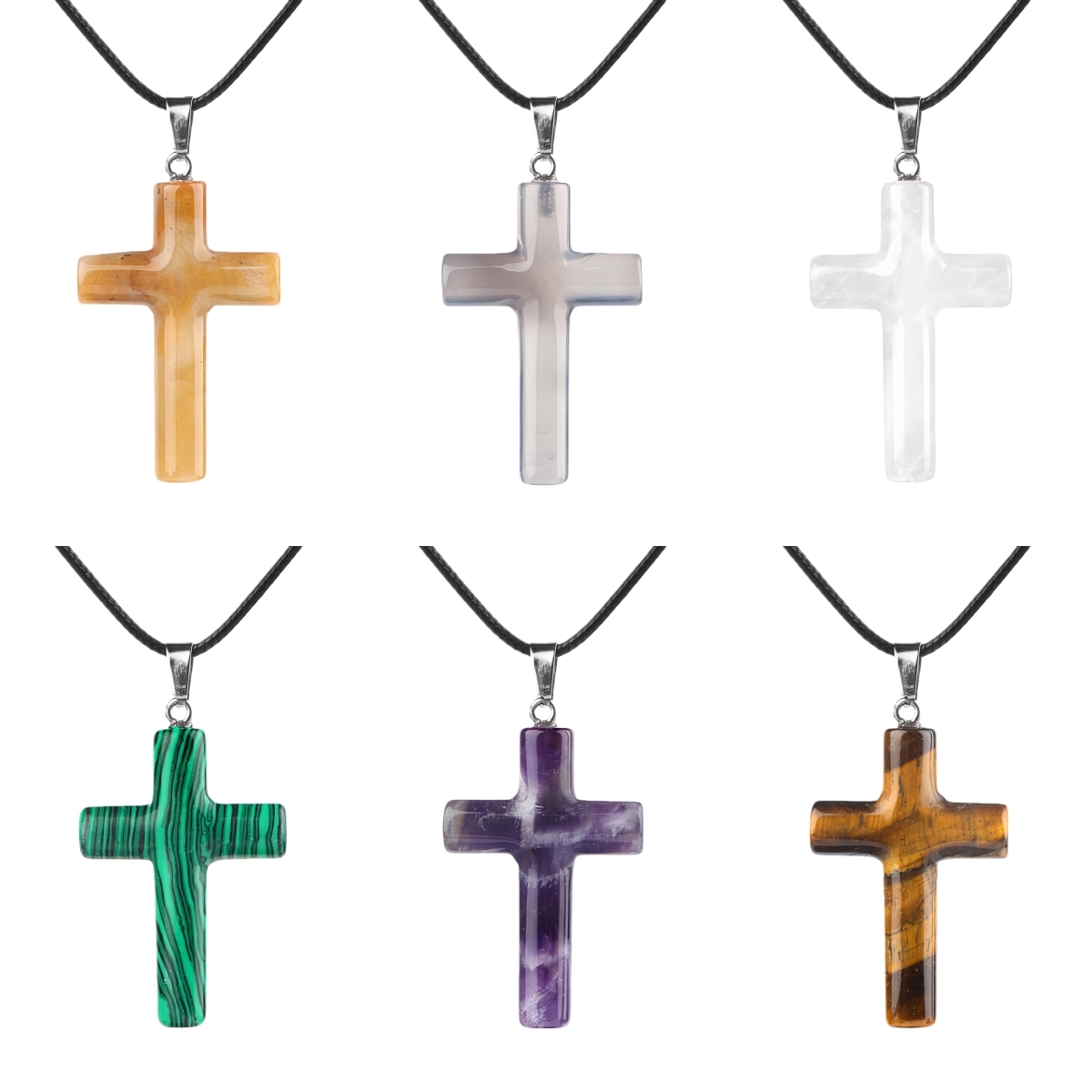 Natural Gemstone Cross Pendant for Making Jewelry-27x40MM