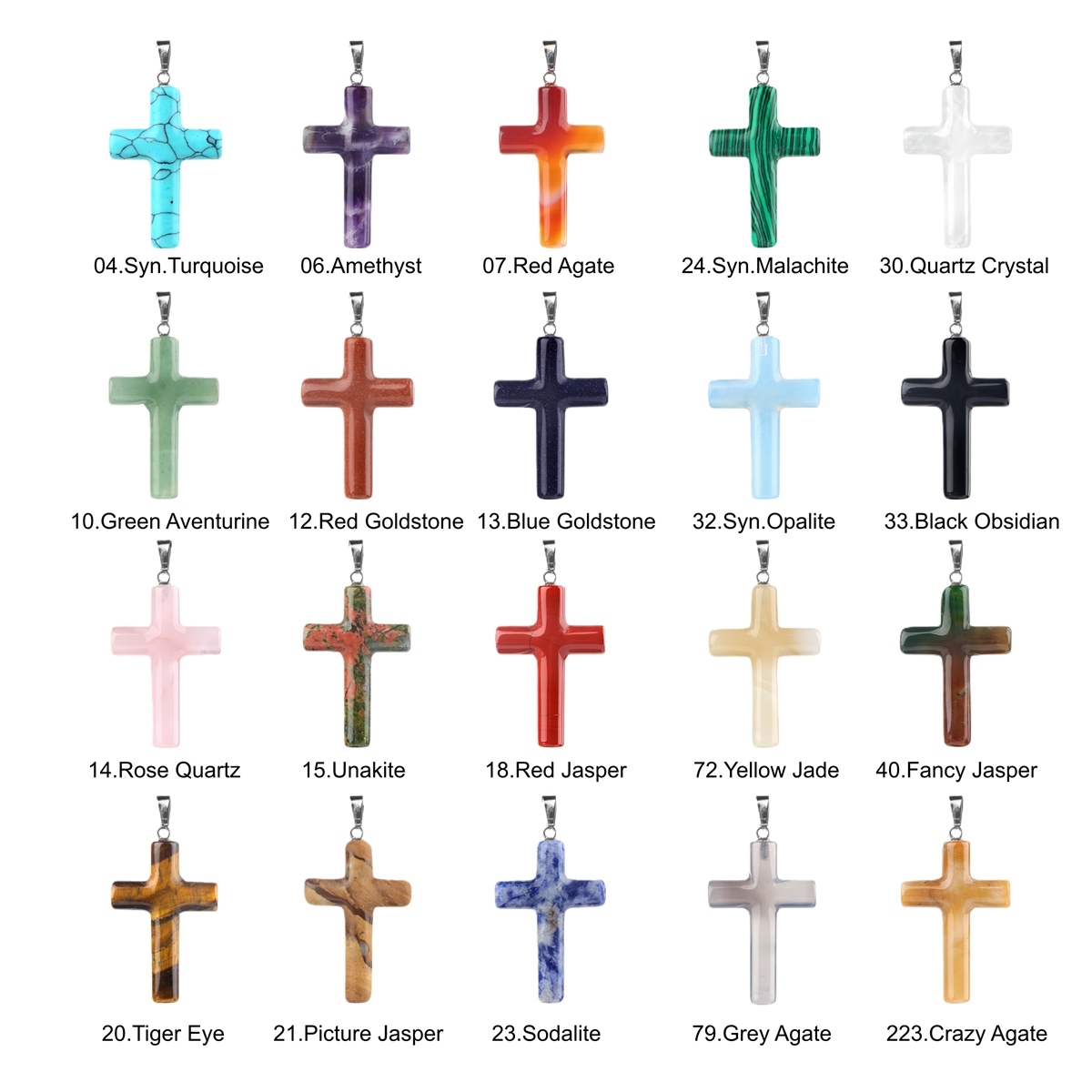 Natural Gemstone Cross Pendant for Making Jewelry-27x40MM