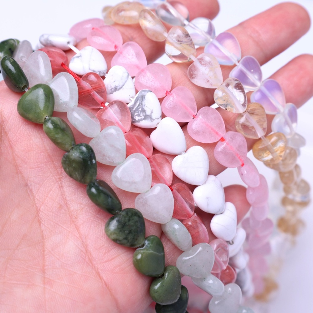 Loose 10MM Love Heart  Stone Beads for Making Jewelry 1 Strands