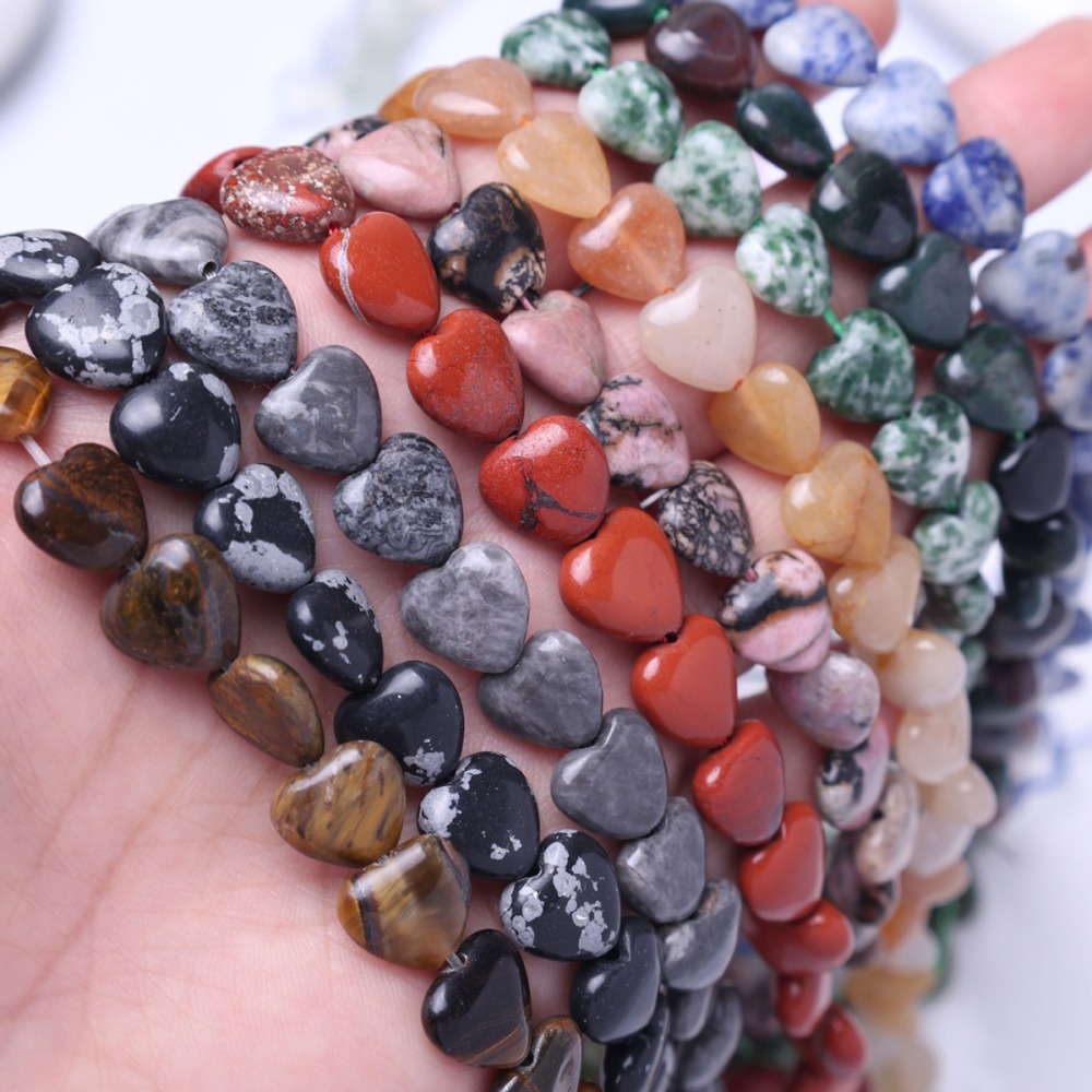 Loose 10MM Love Heart  Stone Beads for Making Jewelry 1 Strands