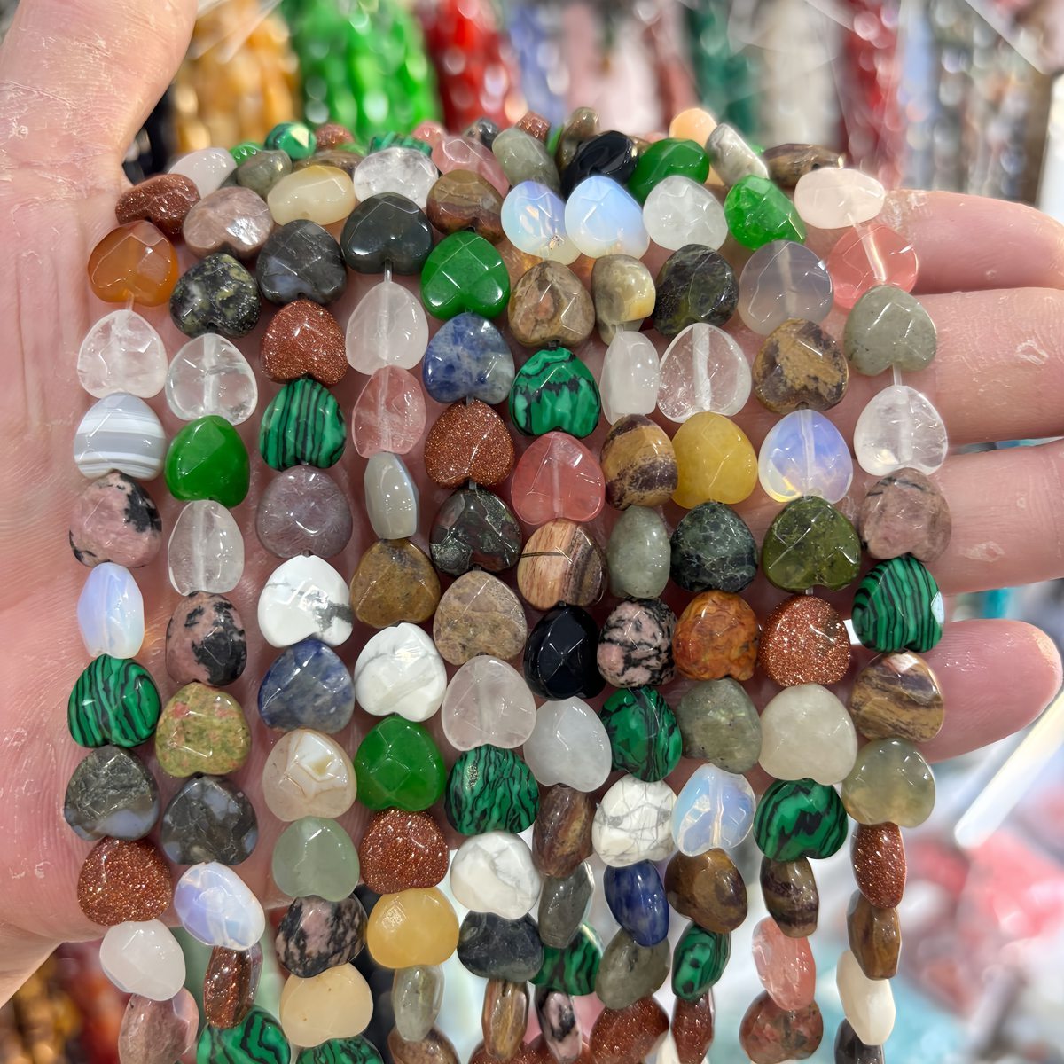 Loose 8MM Love Heart  Stone Beads for Making Jewelry Approx 24PCS & 20CM Strand