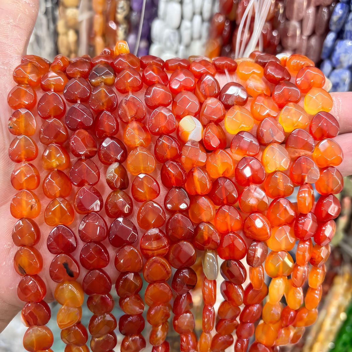 Loose 8MM Love Heart  Stone Beads for Making Jewelry Approx 24PCS & 20CM Strand