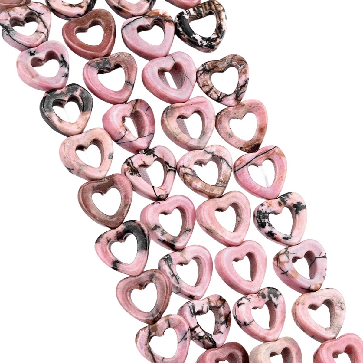 Loose 10MM Love Hollow Heart  Stone Beads for Making Jewelry Approx 18PCS & 20CM Strand
