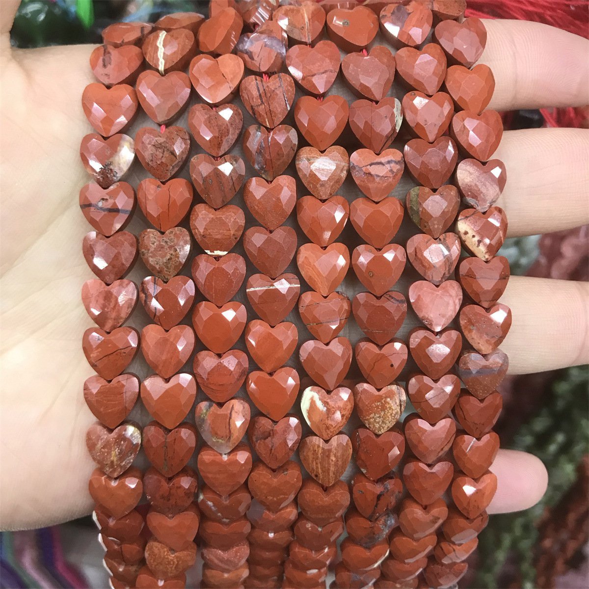 Loose 8MM Love Heart  Stone Beads for Making Jewelry Approx 24PCS & 20CM Strand