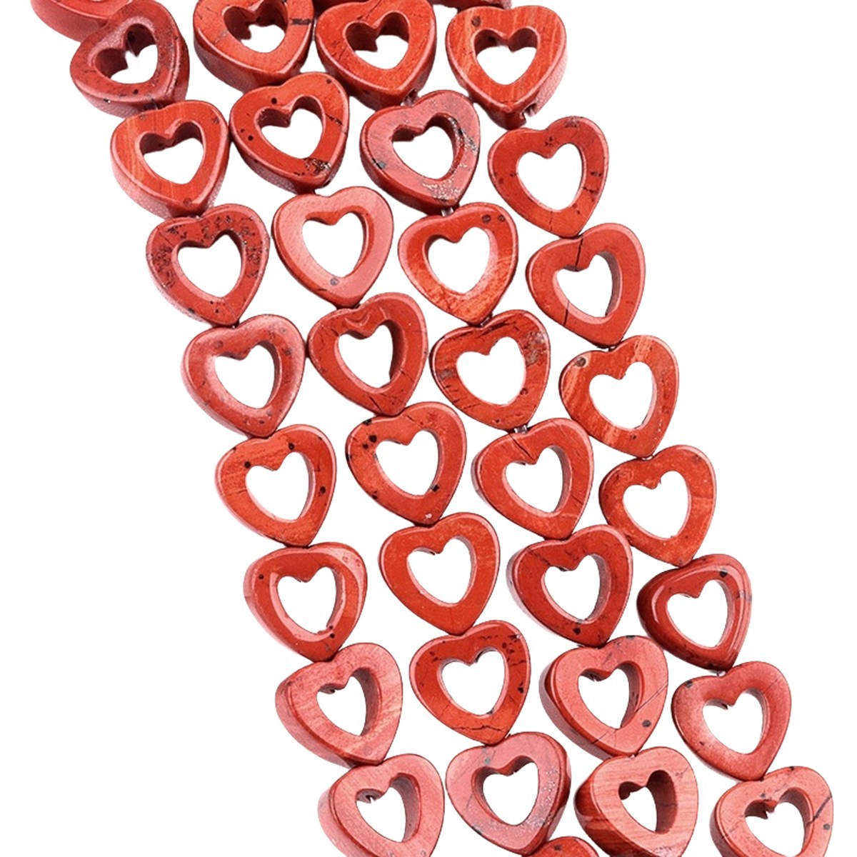 Loose 10MM Love Hollow Heart  Stone Beads for Making Jewelry Approx 18PCS & 20CM Strand