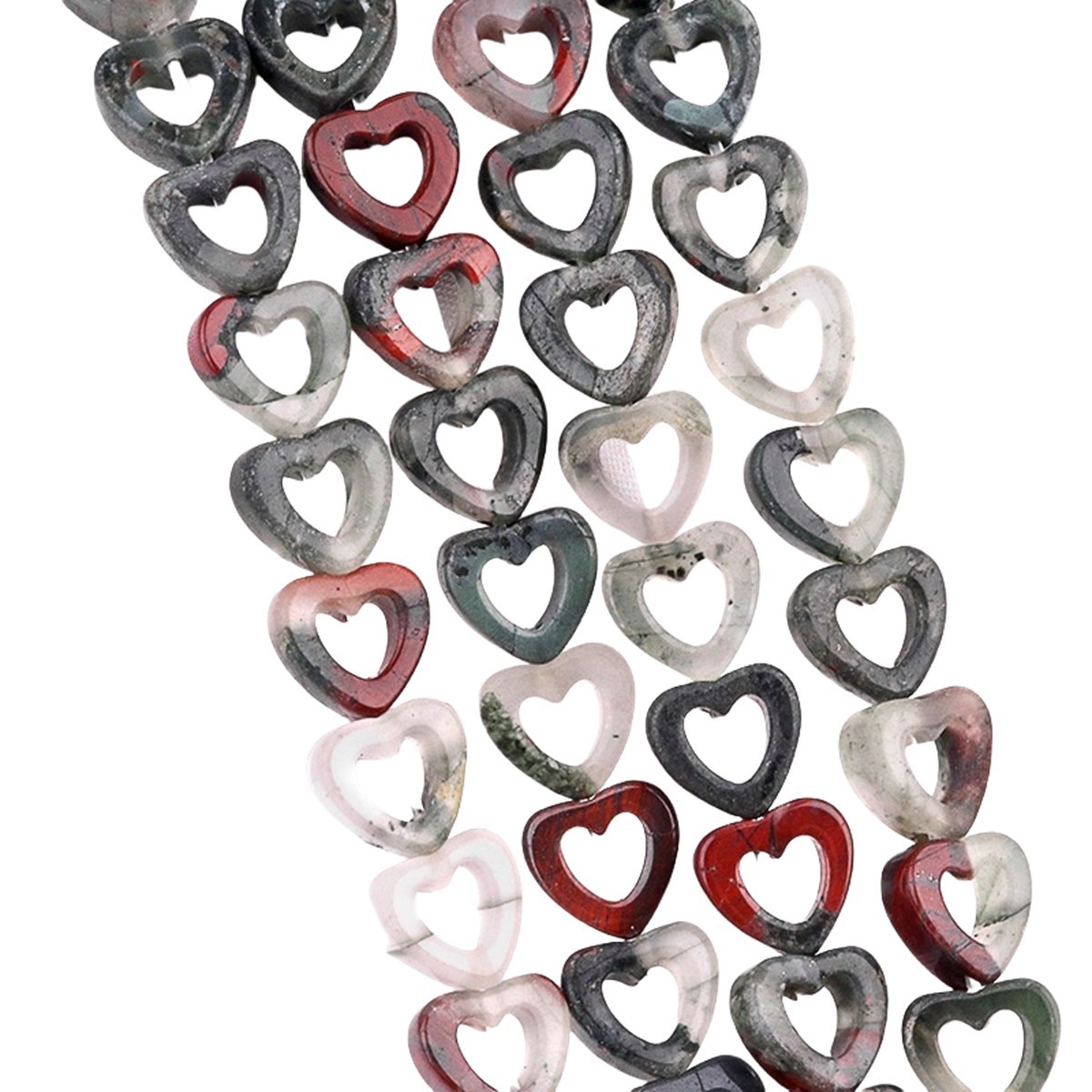 Loose 10MM Love Hollow Heart  Stone Beads for Making Jewelry Approx 18PCS & 20CM Strand