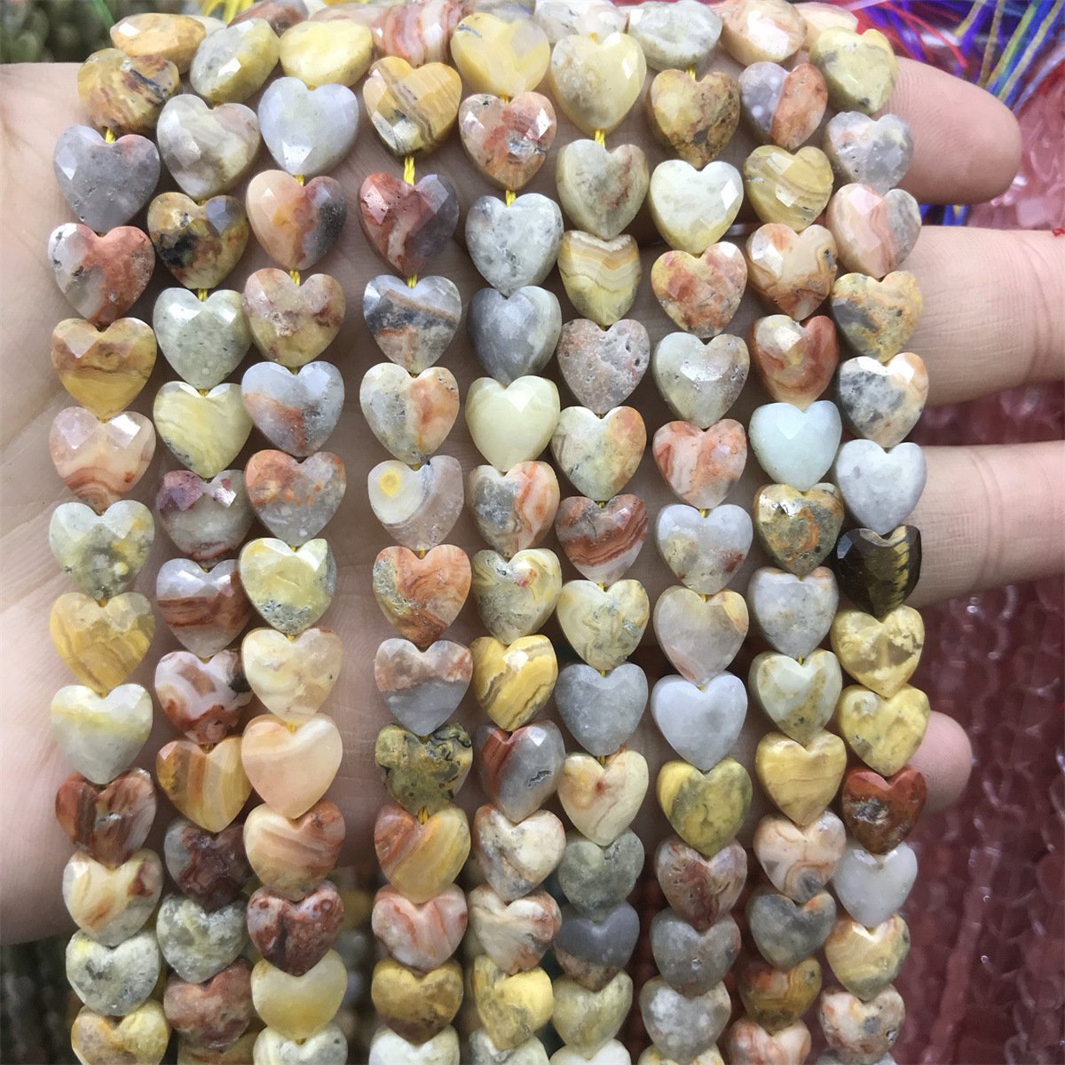 Loose 10MM Love Heart  Stone Beads for Making Jewelry Approx 20PCS & 20CM Strand