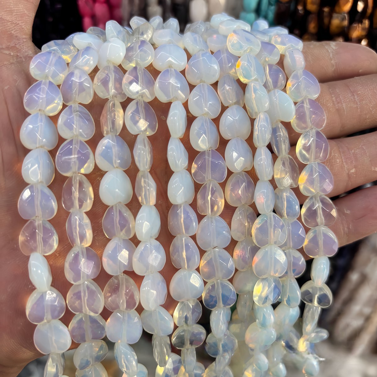 Loose 8MM Love Heart  Stone Beads for Making Jewelry Approx 24PCS & 20CM Strand