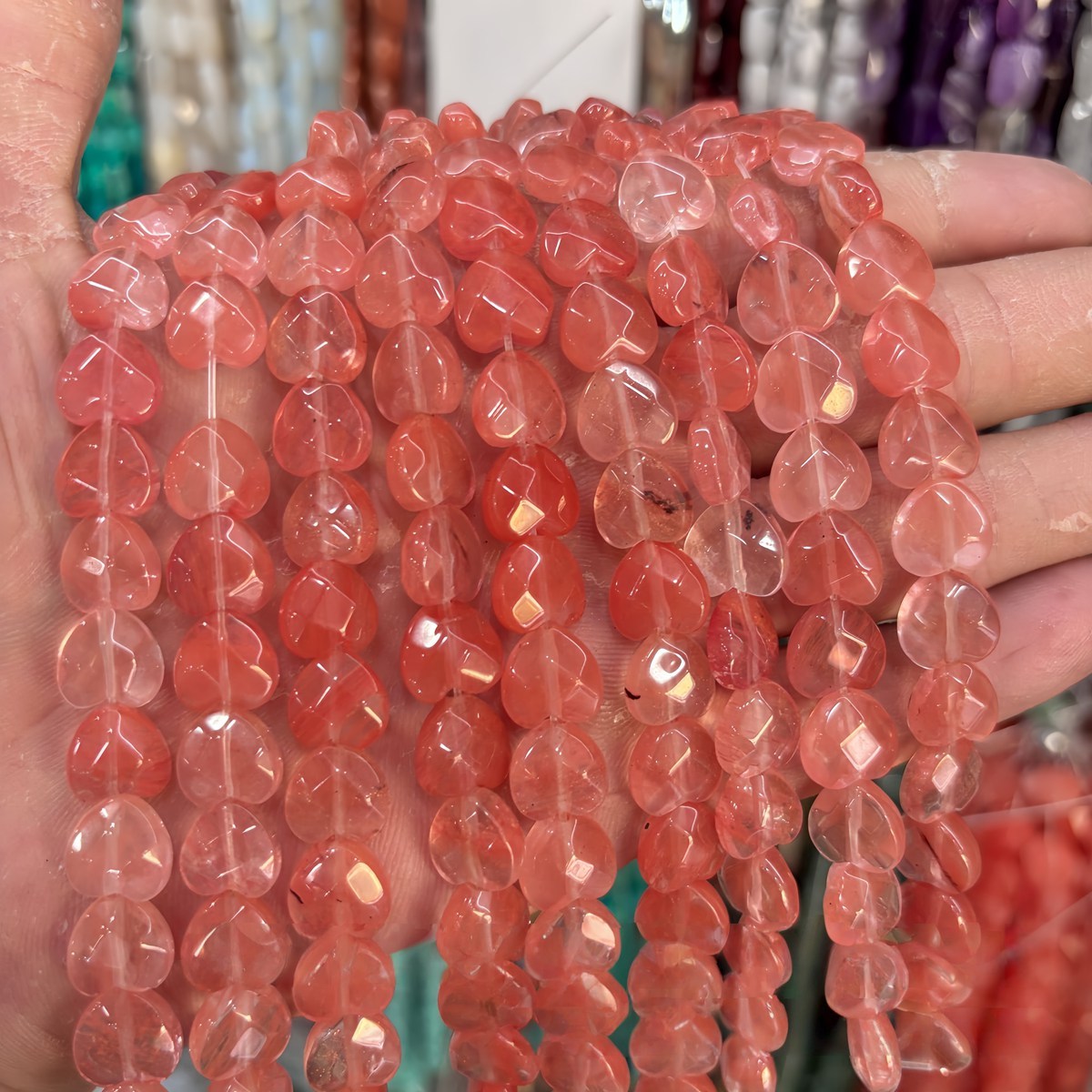 Loose 10MM Love Heart  Stone Beads for Making Jewelry Approx 20PCS & 20CM Strand
