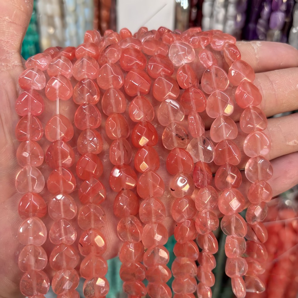 Loose 10MM Love Heart  Stone Beads for Making Jewelry Approx 20PCS & 20CM Strand