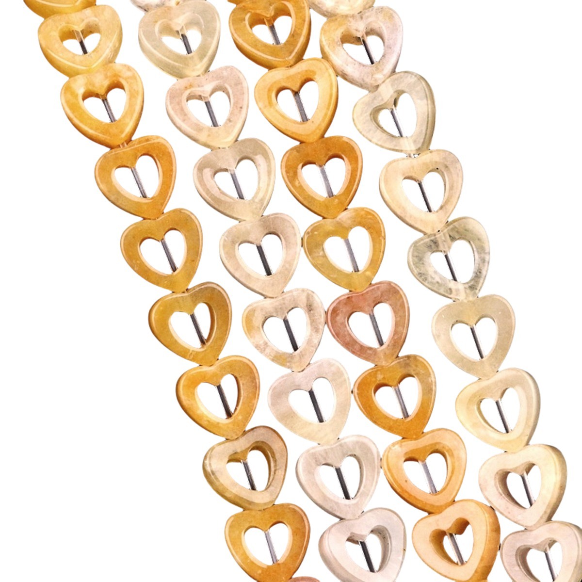 Loose 10MM Love Hollow Heart  Stone Beads for Making Jewelry Approx 18PCS & 20CM Strand