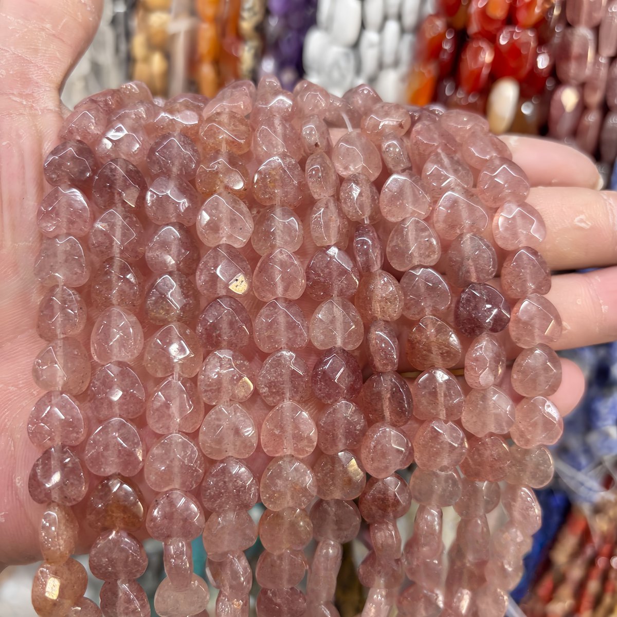 Loose 15MM Love Heart  Stone Beads for Making Jewelry Approx 14PCS & 20CM Strand