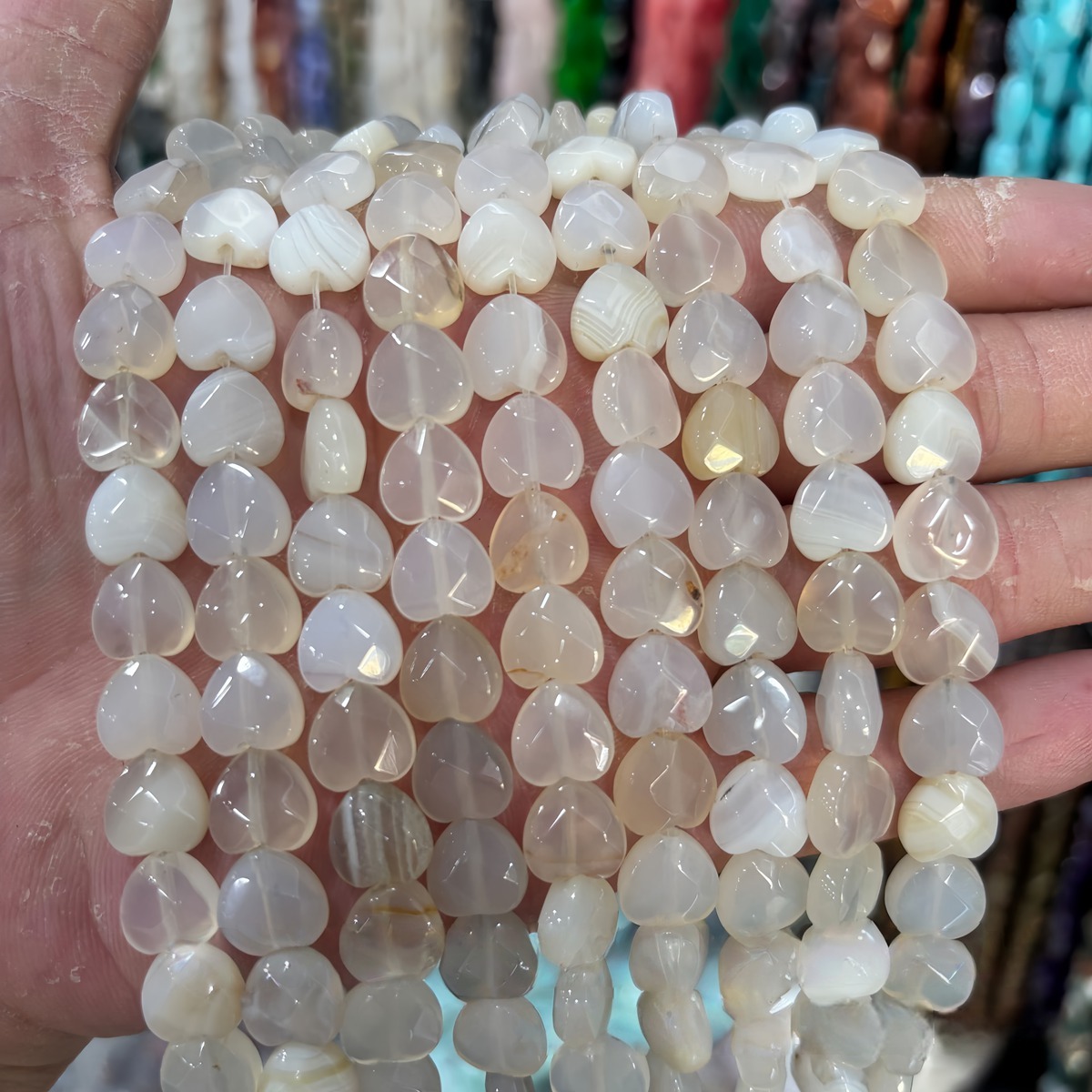 Loose 8MM Love Heart  Stone Beads for Making Jewelry Approx 24PCS & 20CM Strand