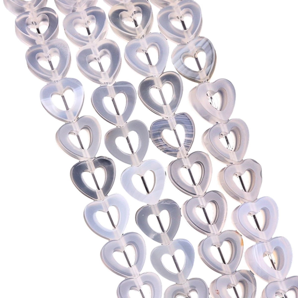Loose 10MM Love Hollow Heart  Stone Beads for Making Jewelry Approx 18PCS & 20CM Strand
