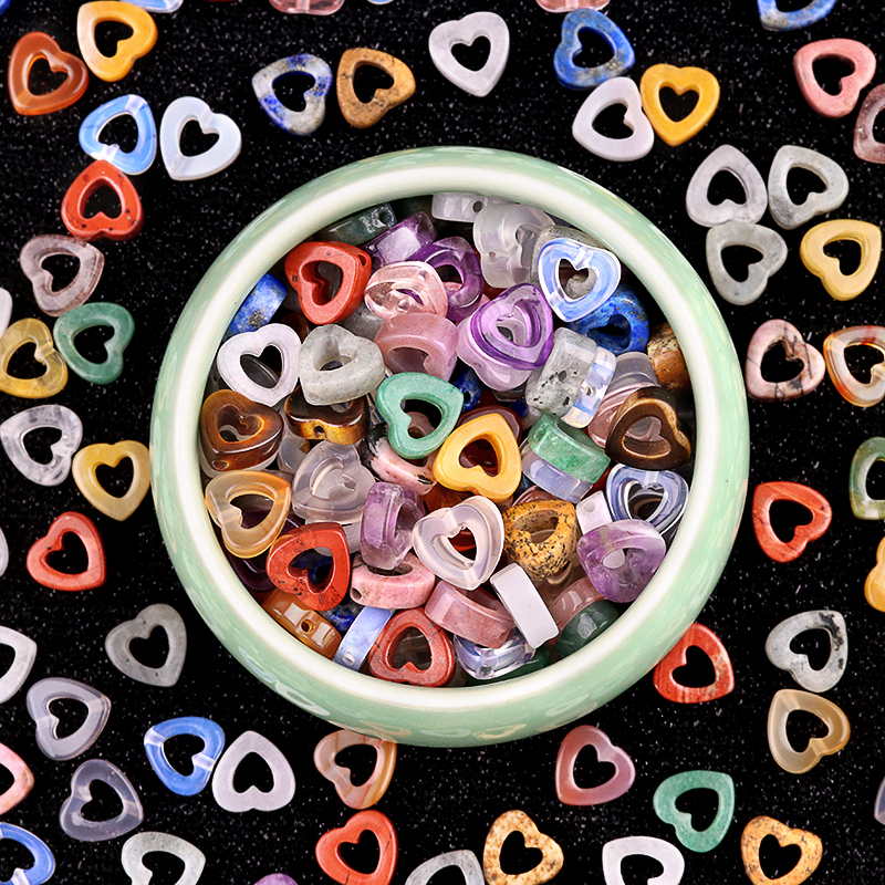 Loose 10MM Love Hollow Heart  Stone Beads for Making Jewelry Approx 18PCS & 20CM Strand