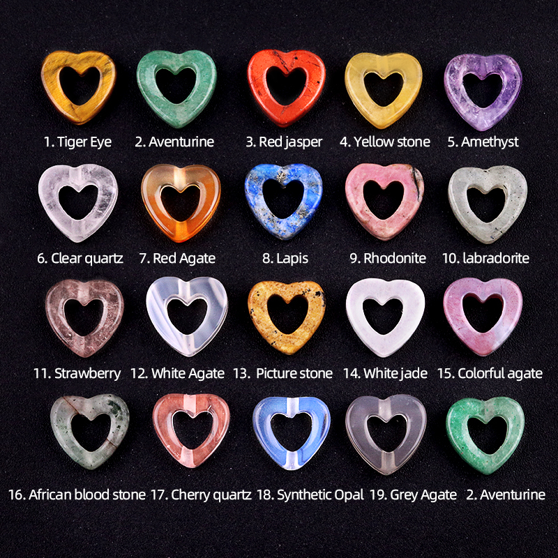 Loose 10MM Love Hollow Heart  Stone Beads for Making Jewelry Approx 18PCS & 20CM Strand