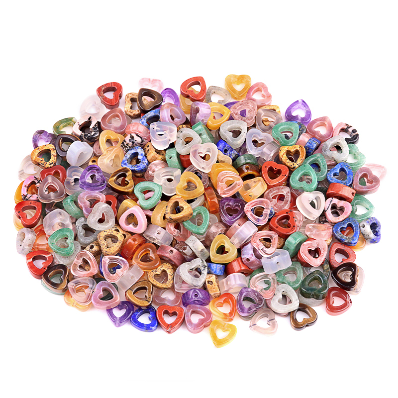 Loose 10MM Love Hollow Heart  Stone Beads for Making Jewelry Approx 18PCS & 20CM Strand