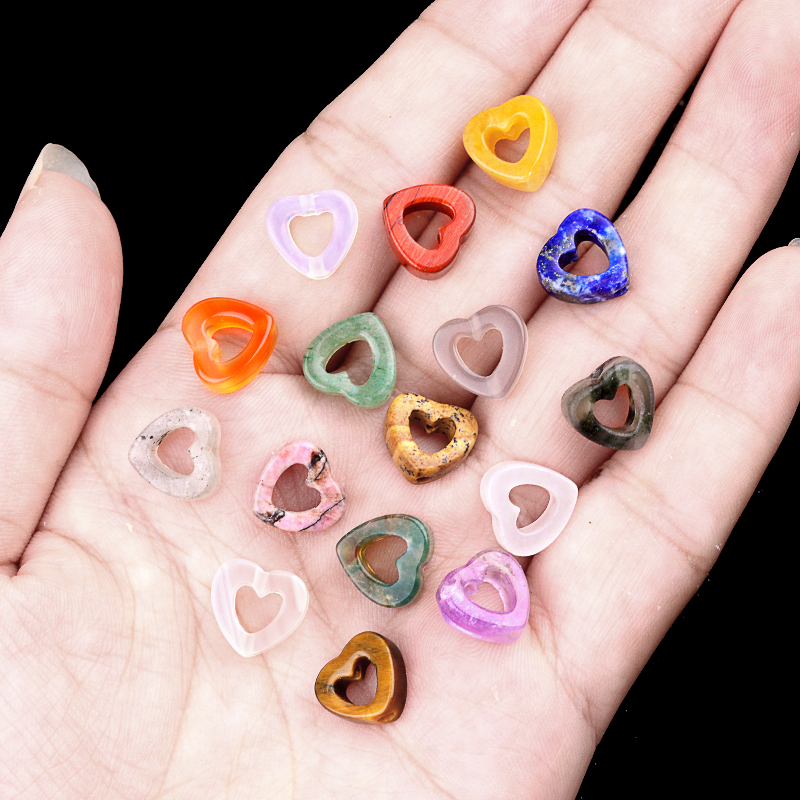 Loose 10MM Love Hollow Heart  Stone Beads for Making Jewelry Approx 18PCS & 20CM Strand
